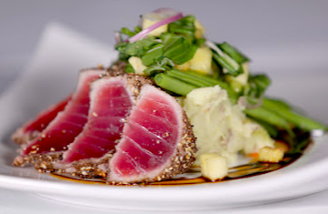 Del Mar Bar & Bistro signature dishes Grilled Center Cut Pork Chop
Teriyaki Steak Frites
Ras El Hanout Seared Tuna